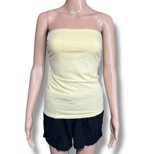 Paris Blues Womens Strapless Bandeau Tank Top with Shelf Bra Yellow Small